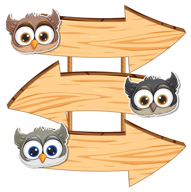 Cute Owls on Directional Arrows