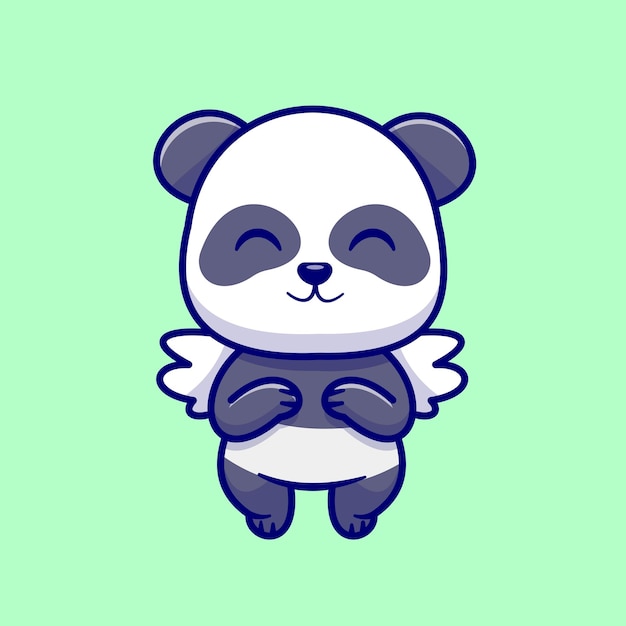 Free Vector cute panda angel flying cartoon vector icon illustration. animal nature icon concept isolated flat