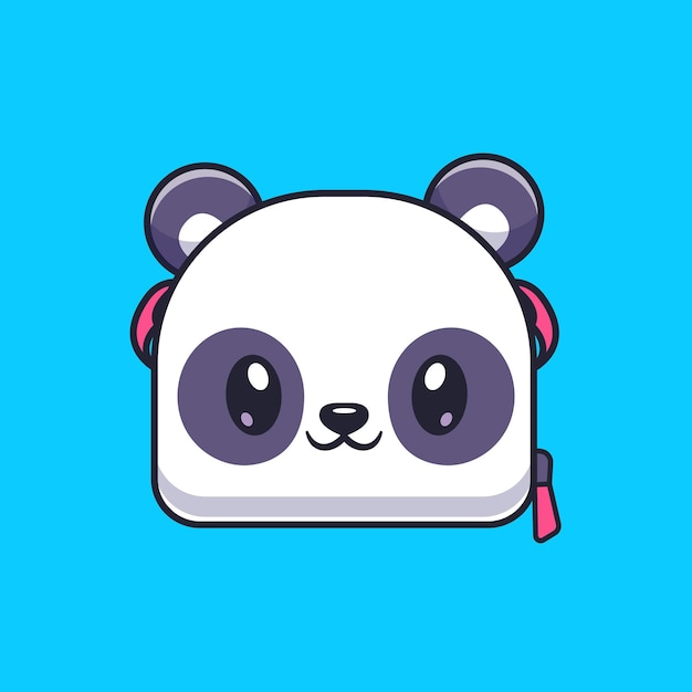 Free vector cute panda bag cartoon vector icon illustration animal education icon concept isolated premium flat