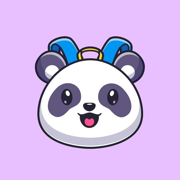 Cute Panda Bag Cartoon Vector Icon Illustration Animal Education Icon Concept Isolated Premium Flat