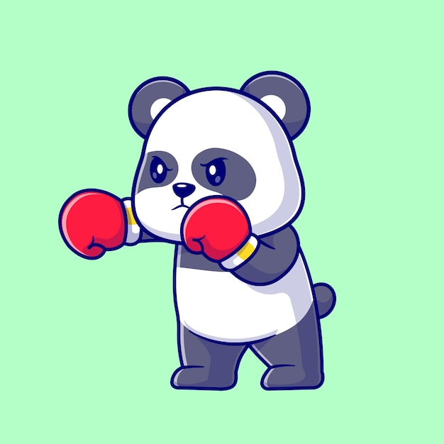 Free vector cute panda boxing cartoon vector icon illustration animal sport icon isolated flat vector