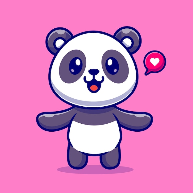 Free Vector cute panda love cartoon vector icon illustration. animal nature icon concept isolated premium vector. flat cartoon style