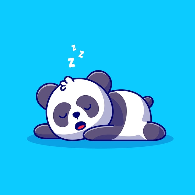 Cute Panda Sleeping Cartoon   Icon Illustration. Animal Nature Icon Concept Isolated  . Flat Cartoon Style