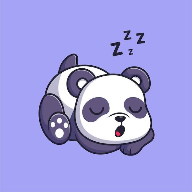 Cute Panda Sleeping Cartoon Vector Icon Illustration. Animal Nature Icon Concept Isolated Flat