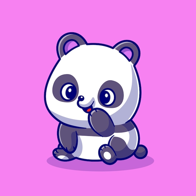 Free Vector cute panda smiling cartoon vector icon illustration. animal nature icon concept isolated premium vector. flat cartoon style