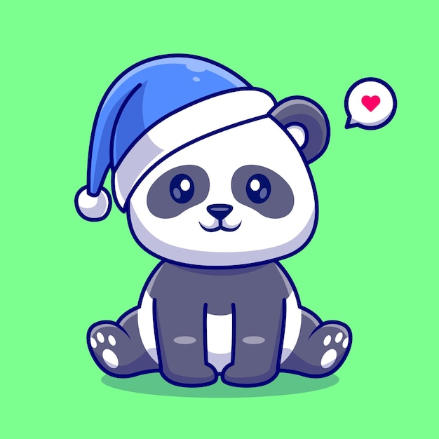 Cute Panda Winter With Beanie Hat Cartoon Vector Icon Illustration Animal Nature Icon Isolated