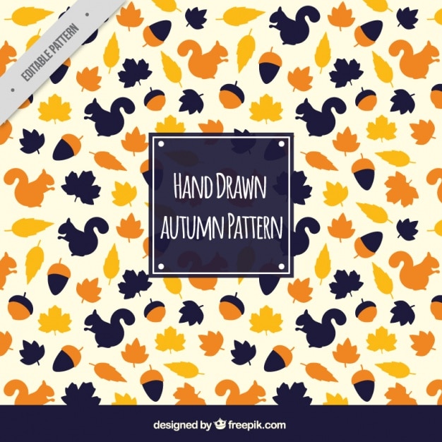 Free Vector cute pattern of autumnal hand drawn elements