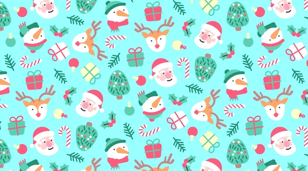 Cute pattern with handdrawn Chritsmas elements