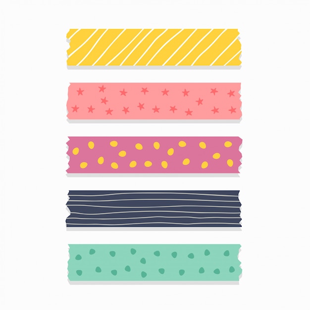 Free vector cute patterned ribbon or scrapbook tape set