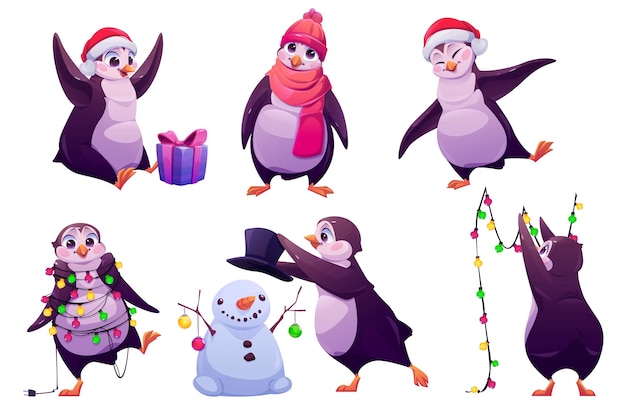 Cute penguin character celebrate Christmas