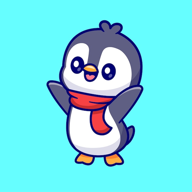 Free vector cute penguin standing cartoon vector icon illustration animal nature icon isolated flat vector