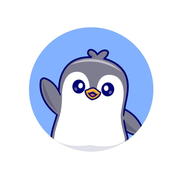 Free vector cute penguin waving hand logo cartoon vector icon illustration animal nature icon isolated flat