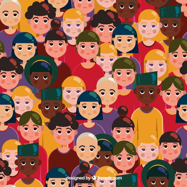 Cute people pattern with flat design