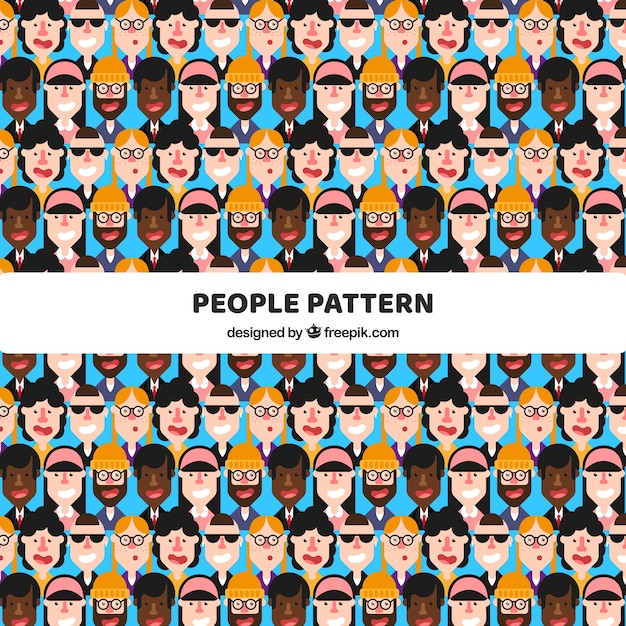 Cute people pattern with flat design