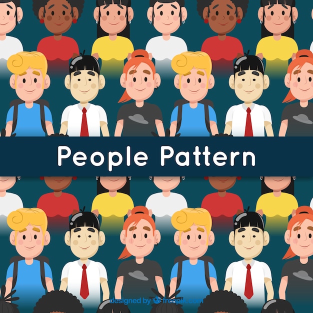 Cute people pattern with flat design