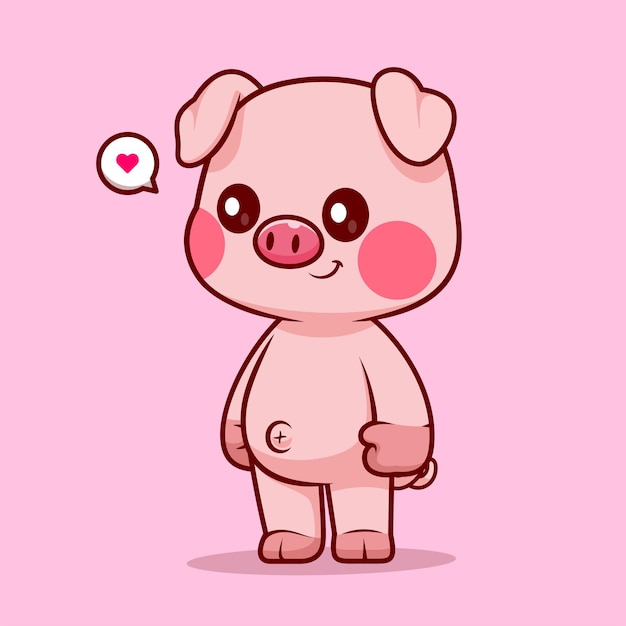 Cute Pig Standing Cartoon Vector Icon Illustration. Animal Nature Icon Concept Isolated Premium Flat