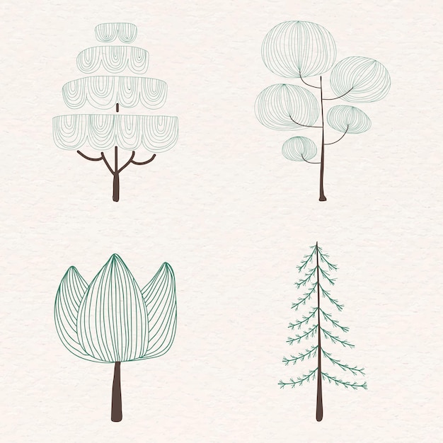 Free Vector cute pine tree sticker set