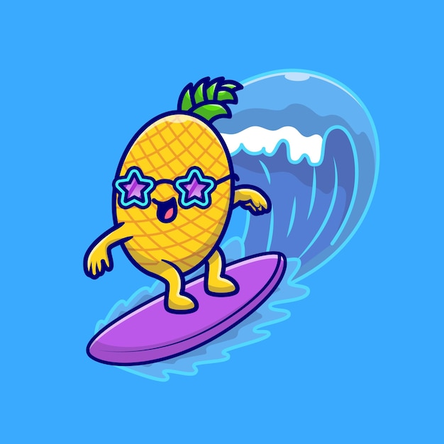 Cute Pineapple Surfing In The Sea