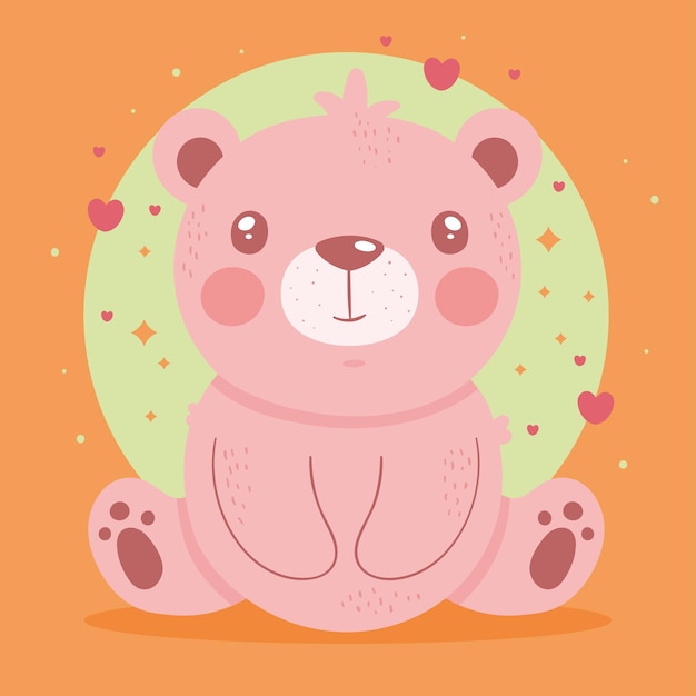 Cute pink bear seated