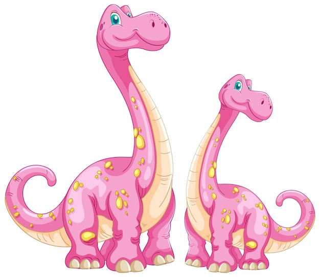 Free Vector cute pink dinosaurs illustration