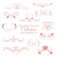 Free vector cute pink wedding ornament collection