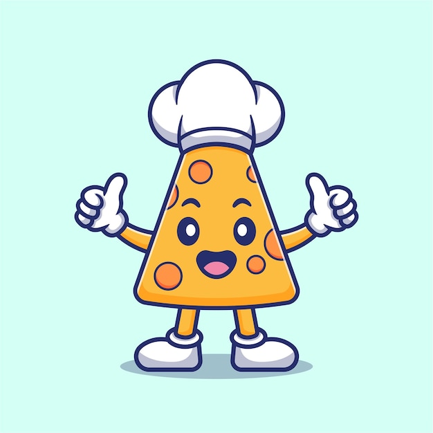 Free Vector cute pizza cheese chef cartoon vector icon illustration food profession icon concept isolated flat