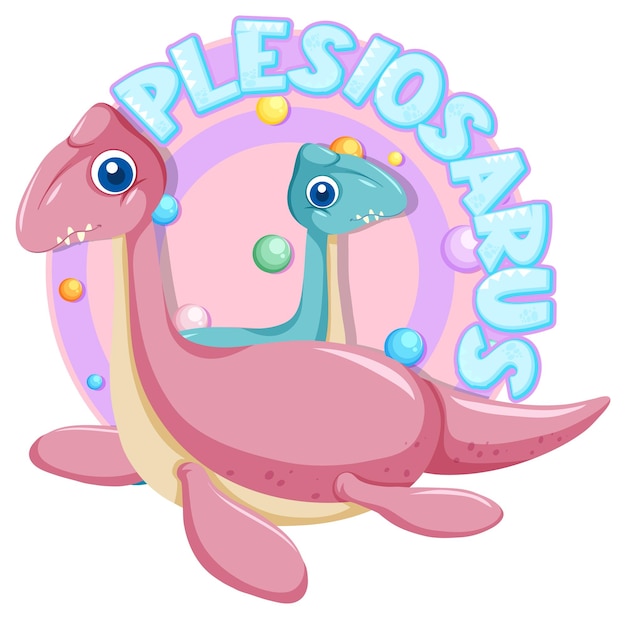 Cute plesiosaurus dinosaur cartoon