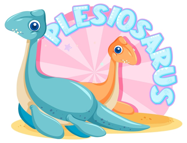 Cute plesiosaurus dinosaur cartoon