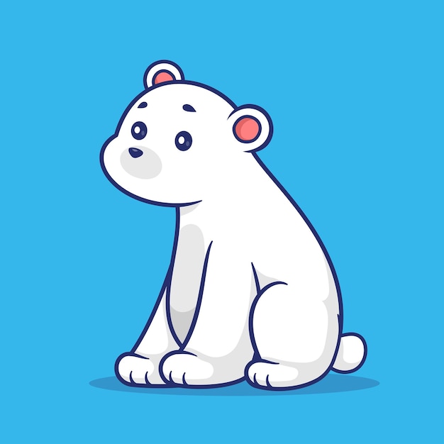 Free Vector cute polar bear sitting cartoon vector icon illustration animal nature icon isolated flat vector