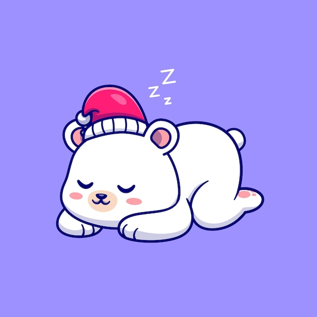 Free Vector cute polar bear sleeping cartoon vector icon illustration. animal nature icon concept isolated premium vector. flat cartoon style