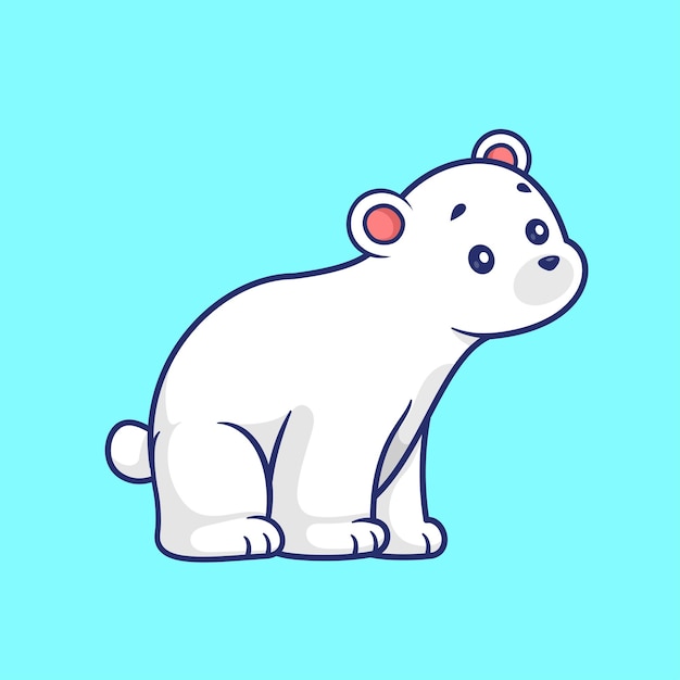 Free vector cute polar bear standing cartoon vector icon illustration animal nature icon isolated flat vector