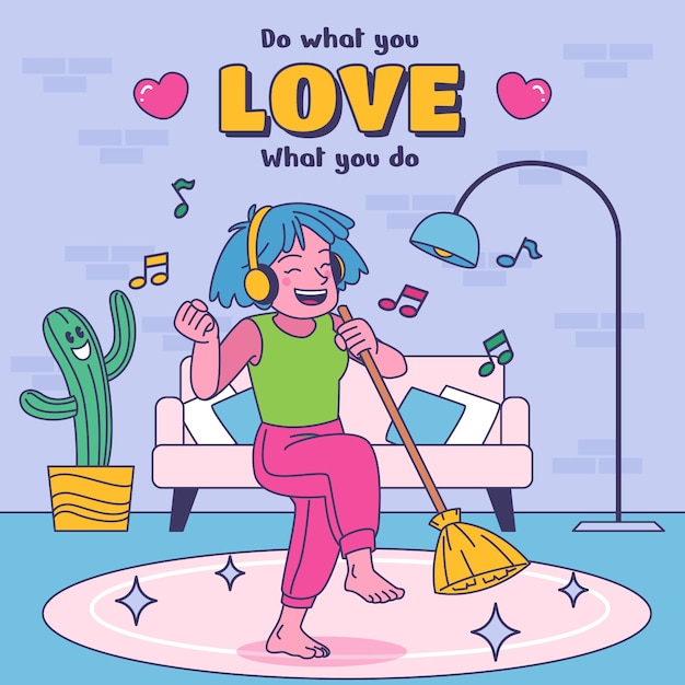 Free Vector cute positive vibes illustration