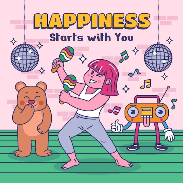 Free Vector cute positive vibes illustration