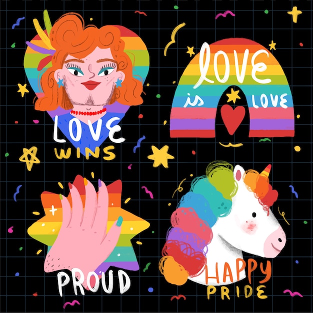 Cute pride day labels style