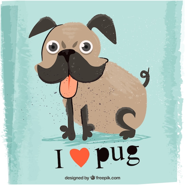 Free Vector cute pug with original style