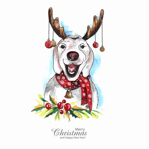 Cute puppy for christmas holiday card background