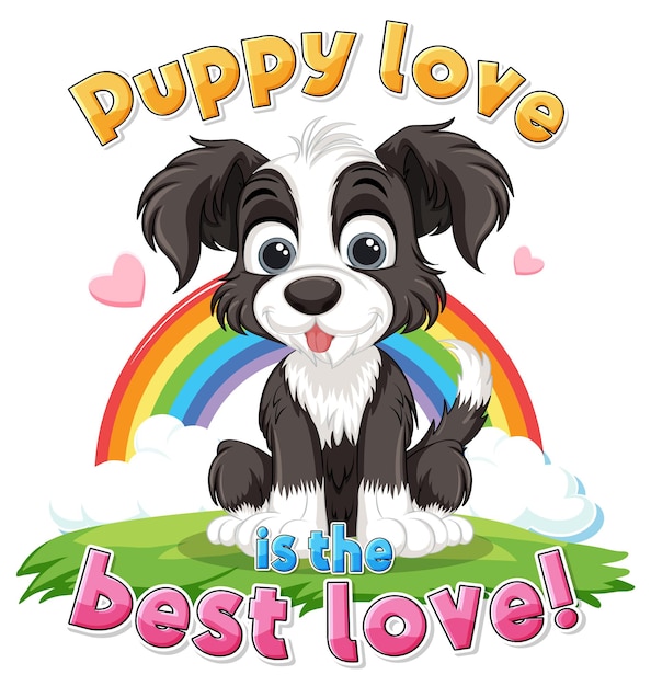 Free Vector cute puppy with text puppy love is the best love