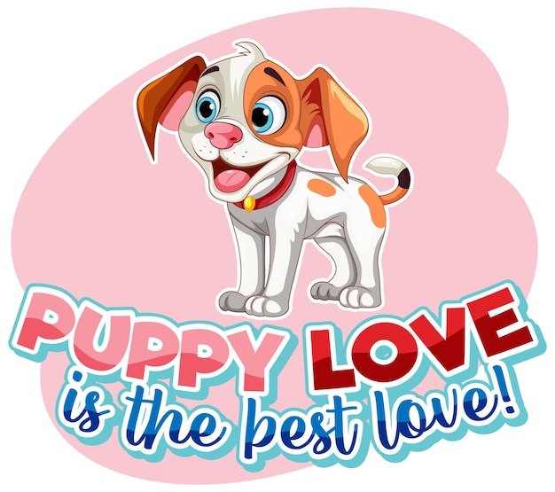 Free vector cute puppy with text puppy love is the best love