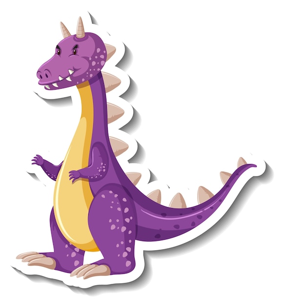 Cute purple dragon cartoon character sticker