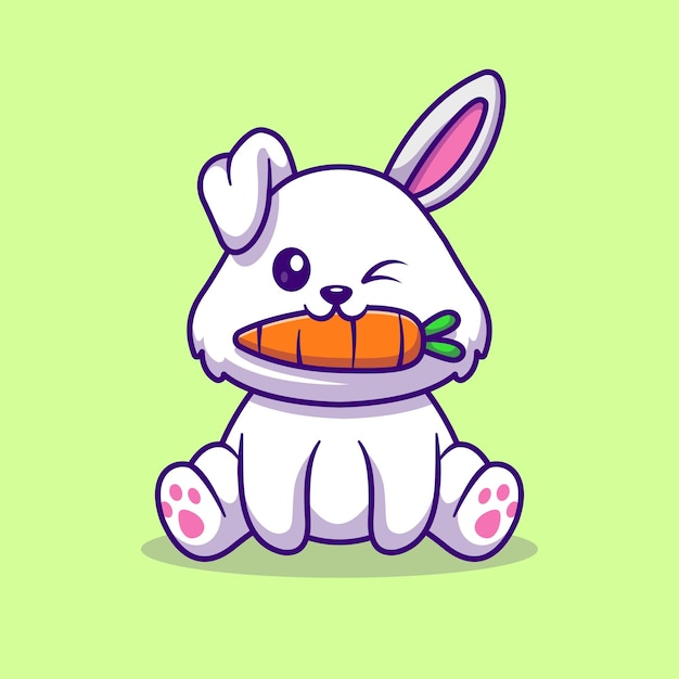 Free vector cute rabbit bite carrot cartoon vector icon illustration animal nature icon concept isolated flat