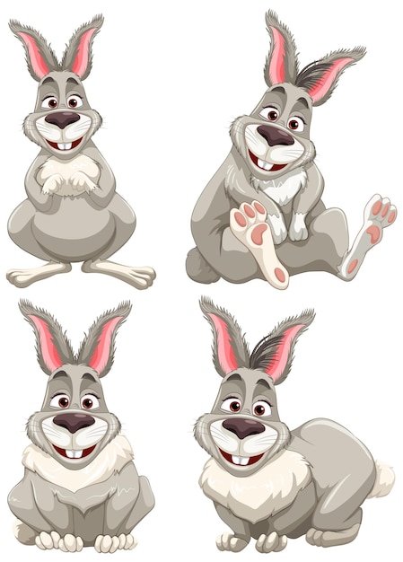 Free vector cute rabbit cartoon character