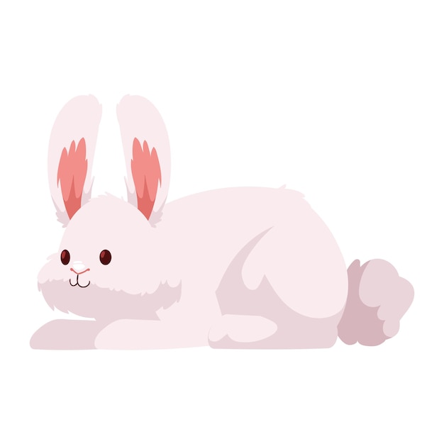 Free Vector cute rabbit lying farm animal