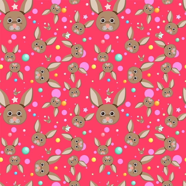 Free vector cute rabbit seamless pattern