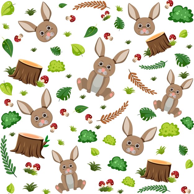 Cute rabbit seamless pattern