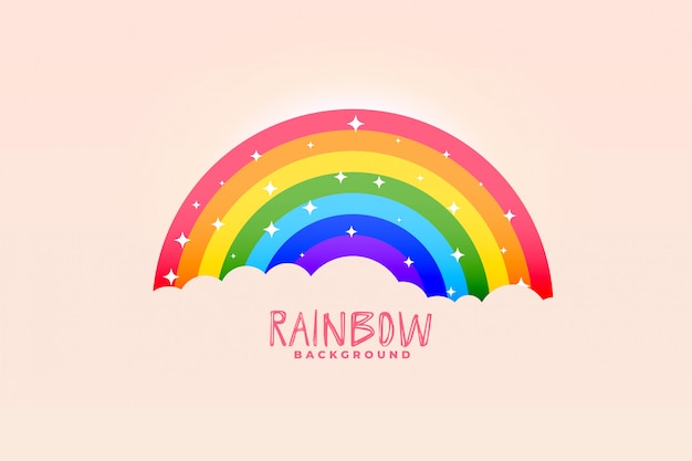 Cute rainbow and clouds pink background stylish design