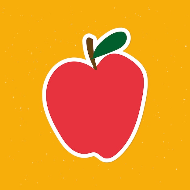 Free Vector cute red apple doodle sticker with a white border vector