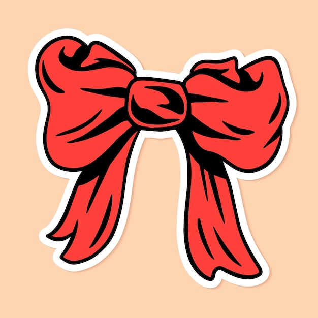 Free vector cute red bow sticker on cream background vector