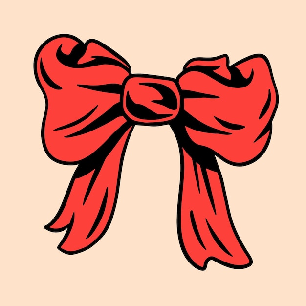 Free vector cute red bow sticker vector