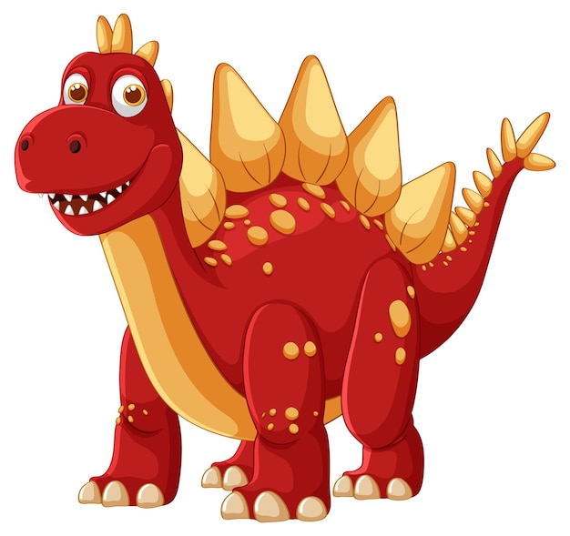 Free Vector cute red dinosaur illustration