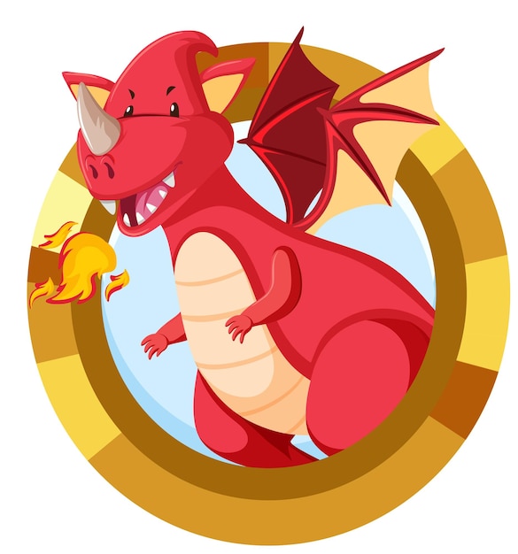 Cute red dragon cartoon character